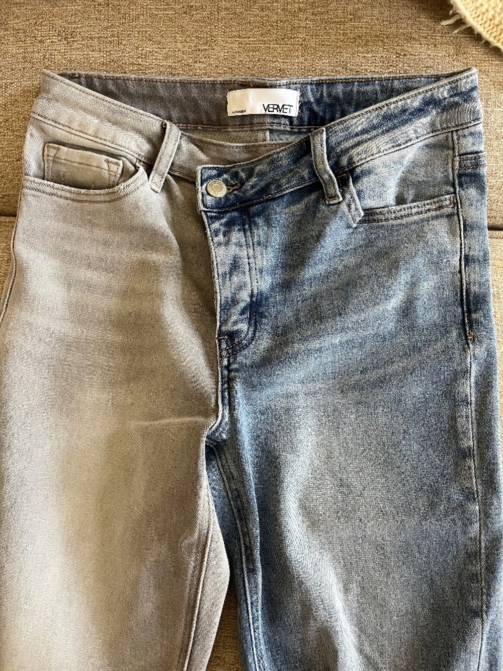 Jeans by Vervet NEW Two-tone asymmetrical front  size 4